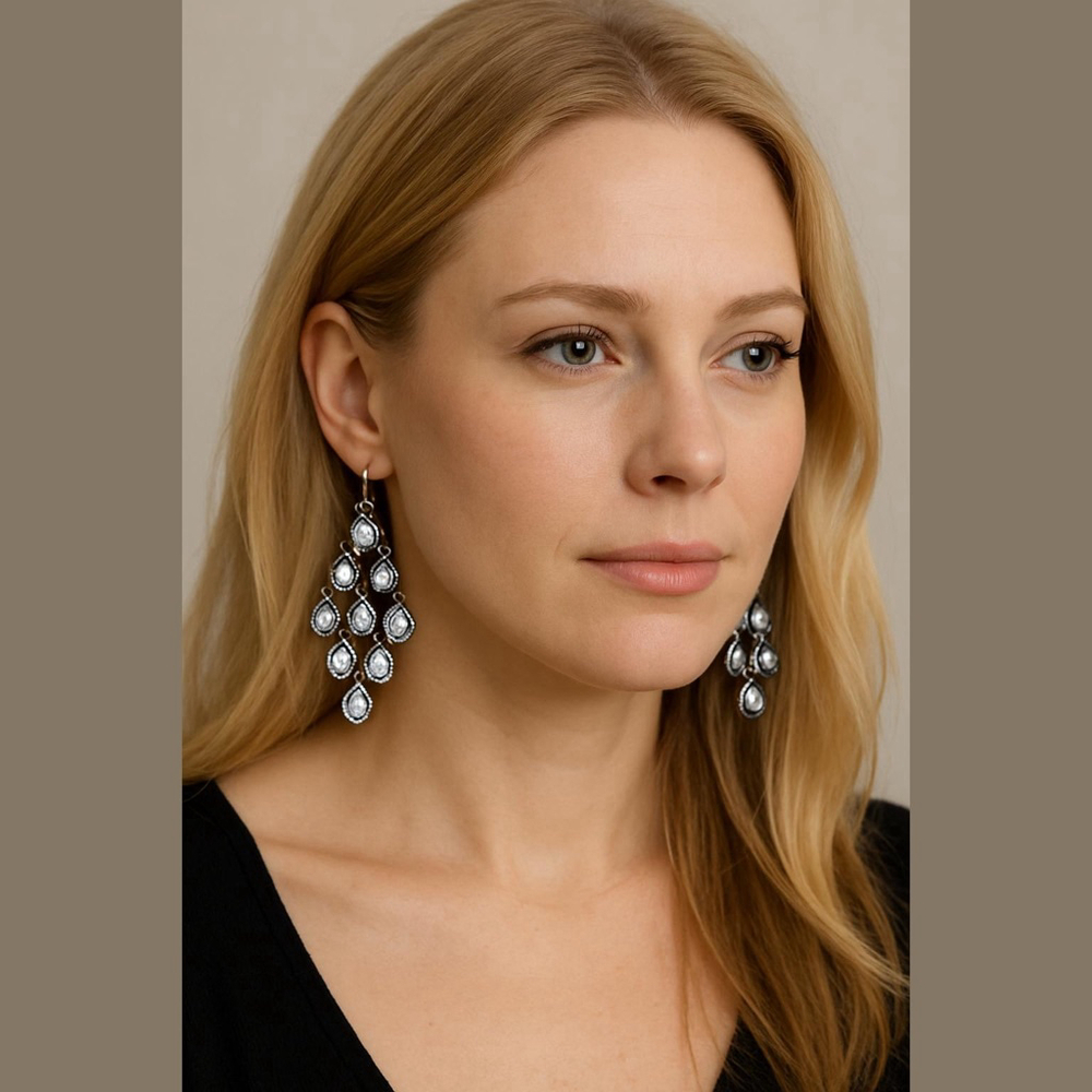 Unbranded Silver Clear Chandelier Earrings One Size